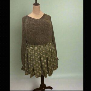 Olive Green Grogu Print Skater Skirt – Star Wars